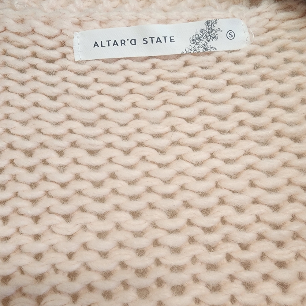 Altar'd State Pink Jenny 3D Knit Daisy Cardigan - Floral Puff - Boho Size Small - Picture 7 of 8